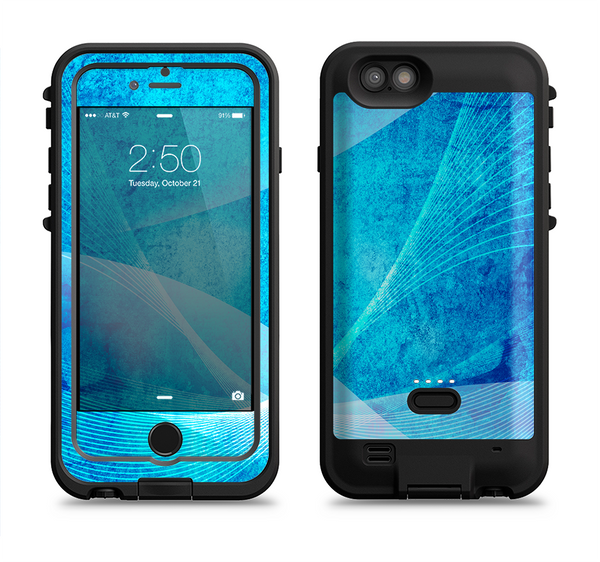 The Blue DIstressed Waves Apple iPhone 6/6s LifeProof Fre POWER Case Skin Set