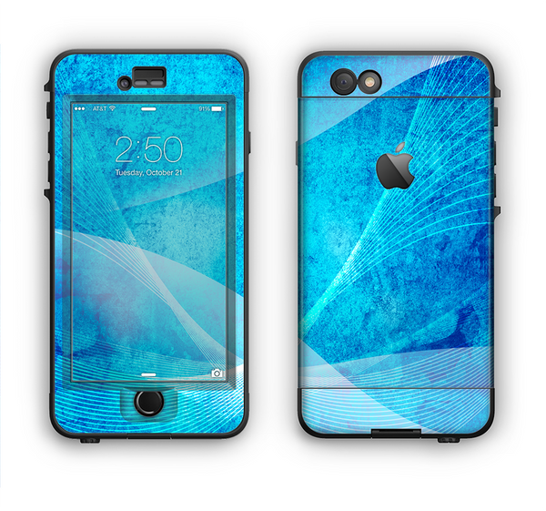 The Blue DIstressed Waves Apple iPhone 6 Plus LifeProof Nuud Case Skin Set