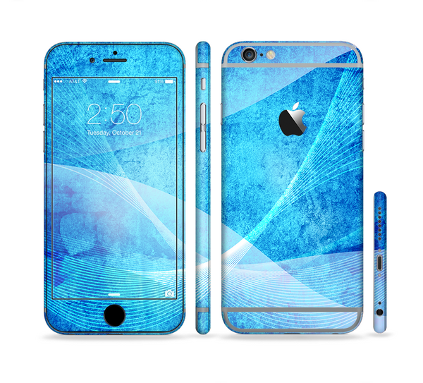 The Blue DIstressed Waves Sectioned Skin Series for the Apple iPhone 6