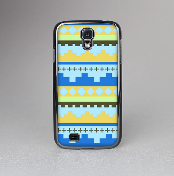 The Blue & Gold Tribal Ethic Geometric Pattern Skin-Sert Case for the Samsung Galaxy S4