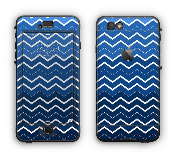 The Blue Gradient Layered Chevron Apple iPhone 6 Plus LifeProof Nuud Case Skin Set