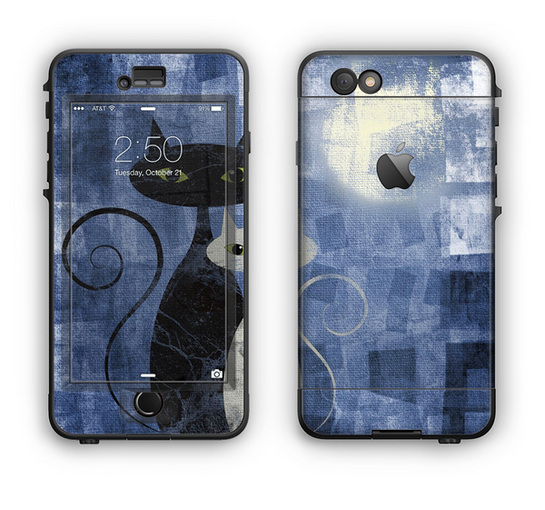 The Blue Grungy Textured Cat Apple iPhone 6 LifeProof Nuud Case Skin Set