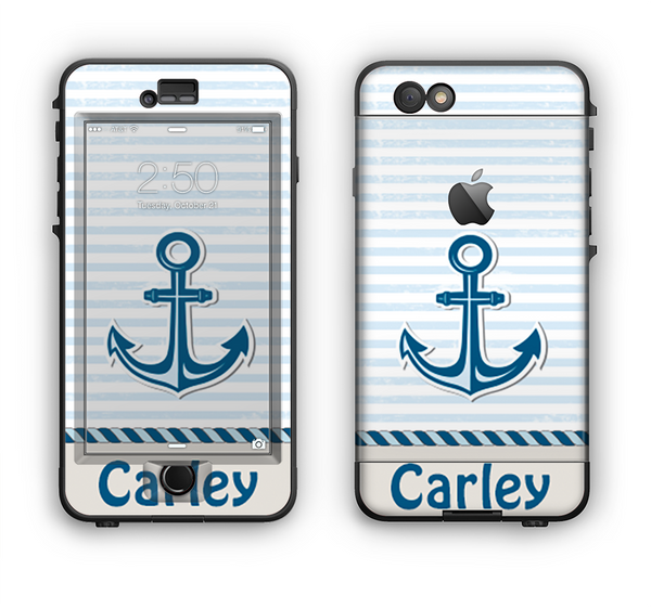 The Blue Highlighted Anchor with Rope Name Script Apple iPhone 6 LifeProof Nuud Case Skin Set