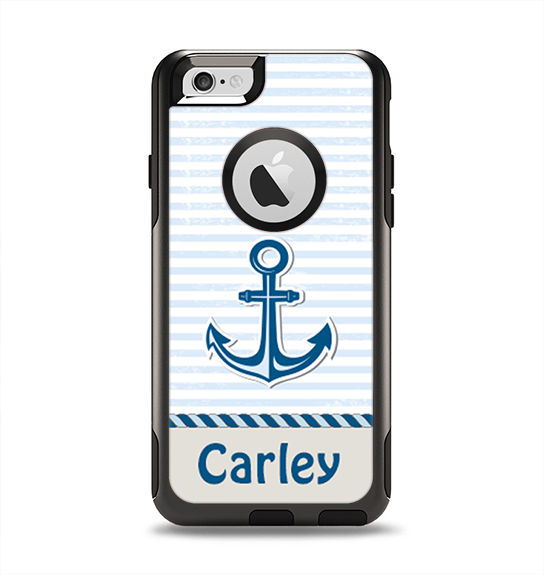 The Blue Highlighted Anchor with Rope Name Script Apple iPhone 6 Otterbox Commuter Case Skin Set