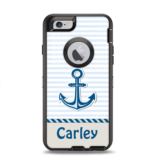 The Blue Highlighted Anchor with Rope Name Script Apple iPhone 6 Otterbox Defender Case Skin Set