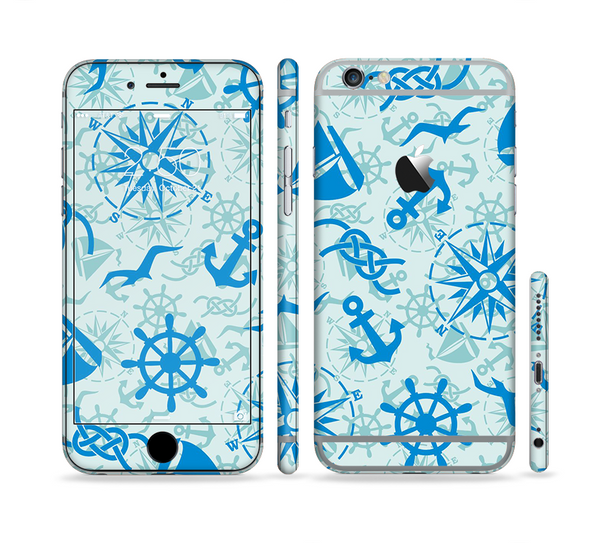The Blue Nautical Collage V5 Sectioned Skin Series for the Apple iPhone 6