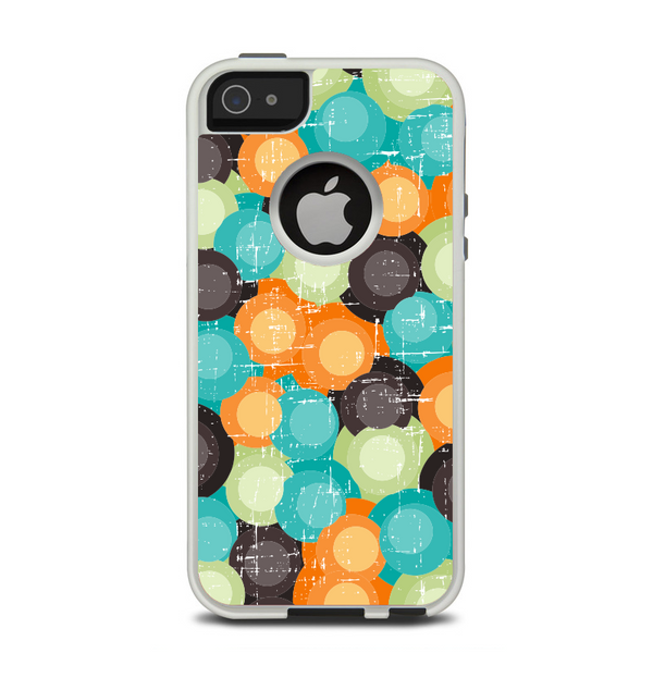 The Blue & Orange Abstract Polka Dots Apple iPhone 5-5s Otterbox Commuter Case Skin Set