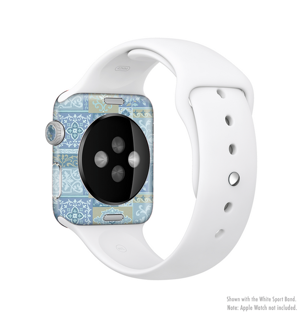 The Blue Patched Paisley Pattern Full-Body Skin Kit for the Apple Watch