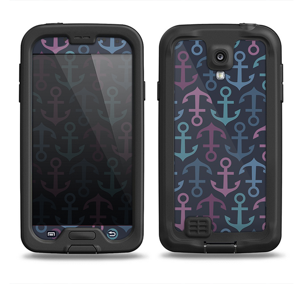 The Blue & Pink Vector Anchor Collage Samsung Galaxy S4 LifeProof Nuud Case Skin Set