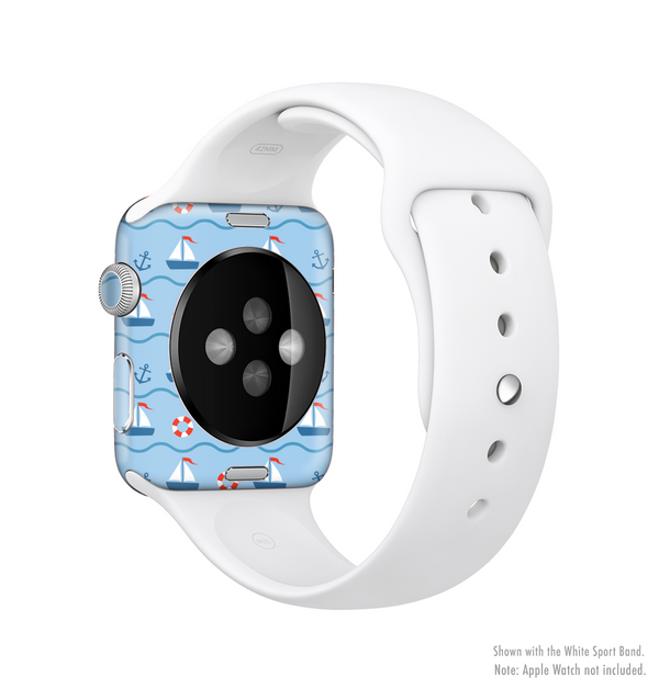The Blue & Red Nautical Sailboat Pattern Full-Body Skin Kit for the Apple Watch