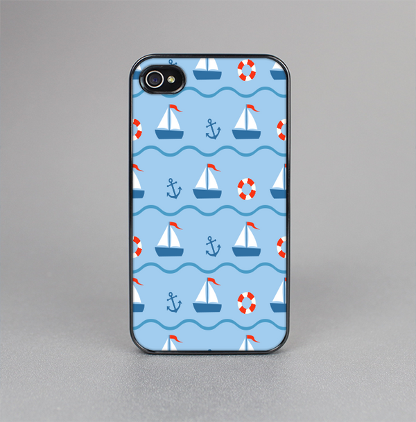 The Blue & Red Nautical Sailboat Pattern Skin-Sert Case for the Apple iPhone 4-4s