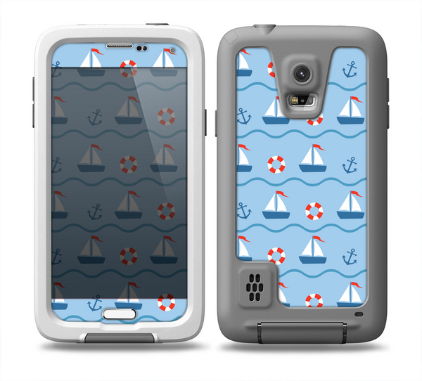 The Blue & Red Nautical Sailboat Pattern Skin for the Samsung Galaxy S5 frē LifeProof Case