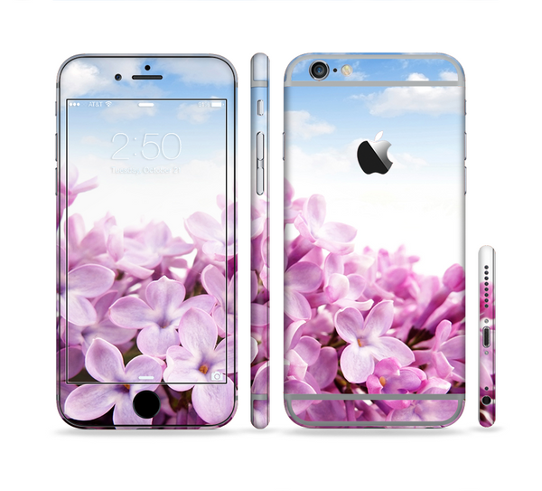 The Blue Sky Pink Flower Field Sectioned Skin Series for the Apple iPhone 6s Plus