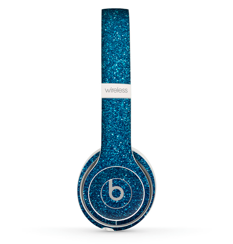 The Blue Sparkly Glitter Ultra Metallic Skin Set for the Beats by Dre Solo 2 Wireless Headphones