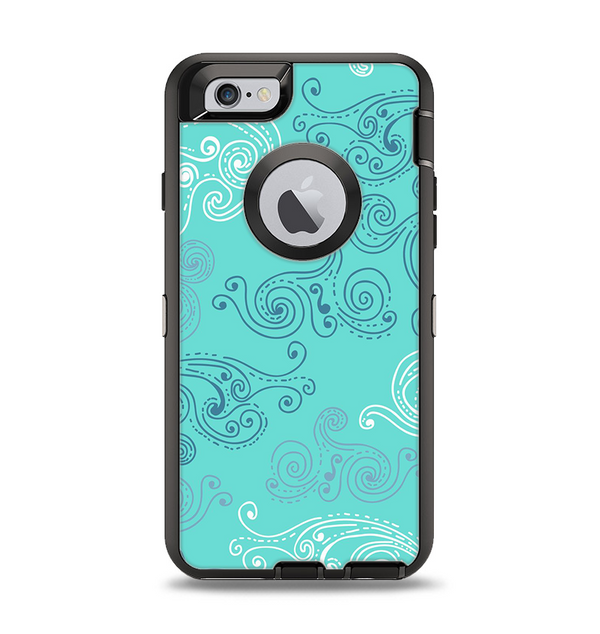 The Blue Swirled Abstract Design Apple iPhone 6 Otterbox Defender Case Skin Set