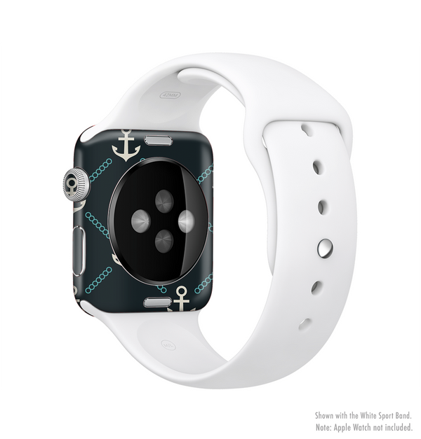 The Blue & Teal Vintage Solid Color Anchor Linked Full-Body Skin Kit for the Apple Watch