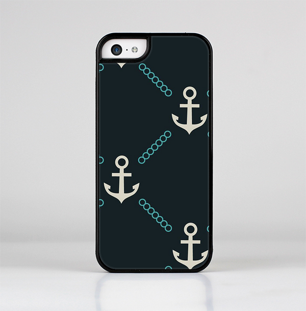 The Blue & Teal Vintage Solid Color Anchor Linked Skin-Sert Case for the Apple iPhone 5c