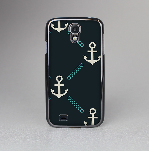 The Blue & Teal Vintage Solid Color Anchor Linked Skin-Sert Case for the Samsung Galaxy S4