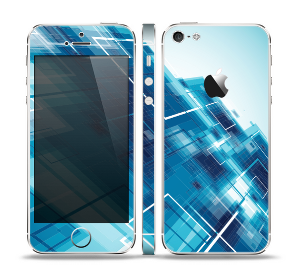 The Blue Transending Squares Skin Set for the Apple iPhone 5