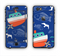 The Blue Vector Fish and Boat Pattern Apple iPhone 6 Plus LifeProof Nuud Case Skin Set