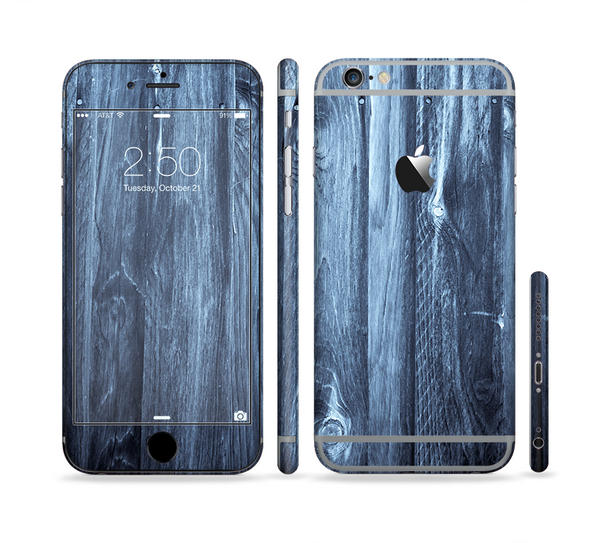 The Blue Washed WoodGrain Sectioned Skin Series for the Apple iPhone 6 Plus