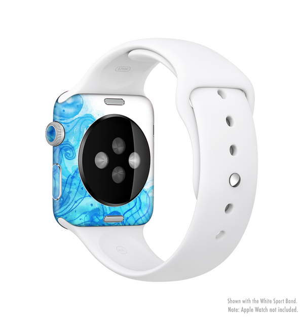 The Blue Water Color Flowers Full-Body Skin Kit for the Apple Watch