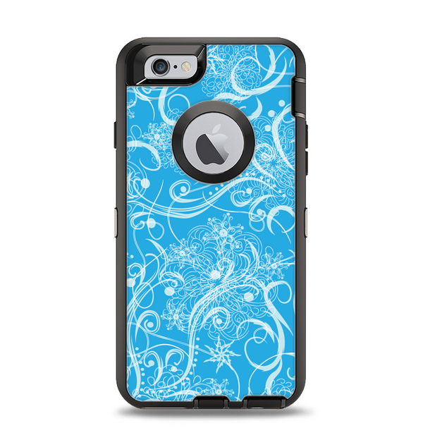 The Blue & White Abstract Swirly Pattern Apple iPhone 6 Otterbox Defender Case Skin Set