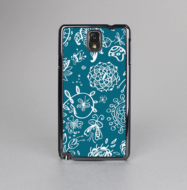 The Blue & White Floral Sketched Lace Patterns v21 Skin-Sert Case for the Samsung Galaxy Note 3