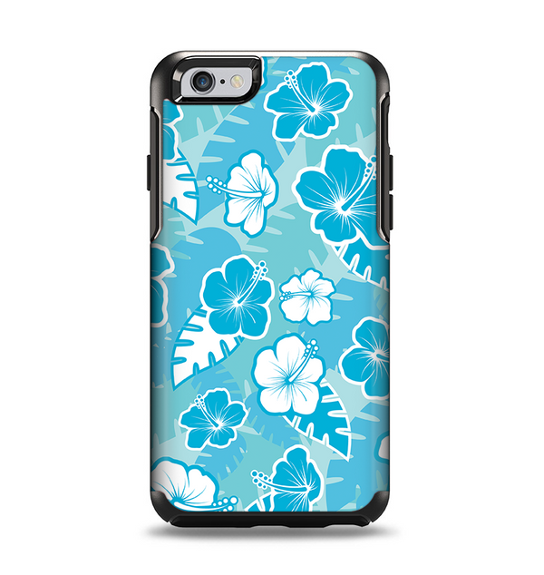 The Blue & White Hawaiian Floral Pattern V4 Apple iPhone 6 Otterbox Symmetry Case Skin Set