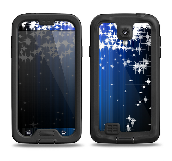 The Blue & White Rain Shimmer Strips Samsung Galaxy S4 LifeProof Nuud Case Skin Set
