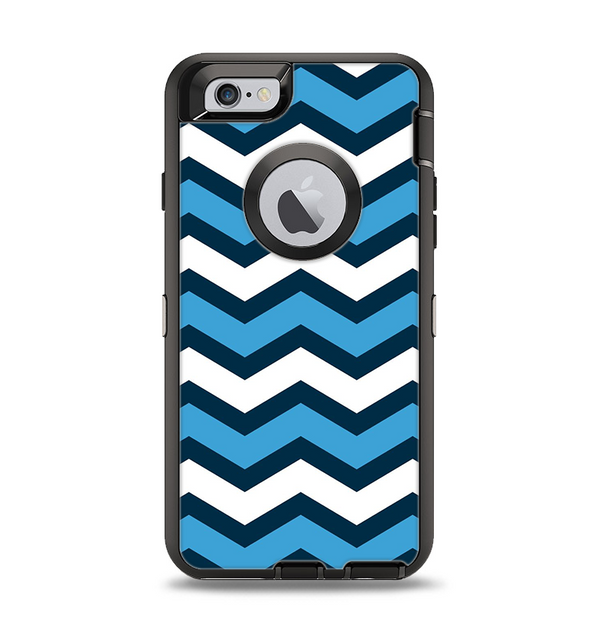 The Blue Wide Chevron Pattern Apple iPhone 6 Otterbox Defender Case Skin Set