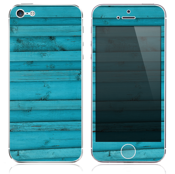 The Blue Wood Planks V6 Skin for the iPhone 3, 4-4s, 5-5s or 5c