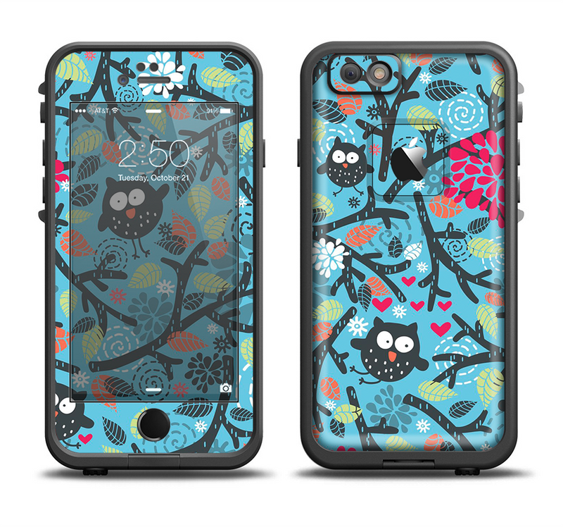 The Blue and Black Branches with Abstract Big Eyed Owls Apple iPhone 6/6s Plus LifeProof Fre Case Skin Set
