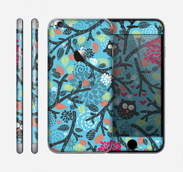 The Blue and Black Branches with Abstract Big Eyed Owls Skin for the Apple iPhone 6