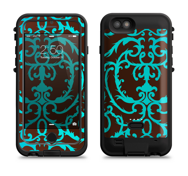 The Blue and Brown Elegant Lace Pattern Apple iPhone 6/6s LifeProof Fre POWER Case Skin Set