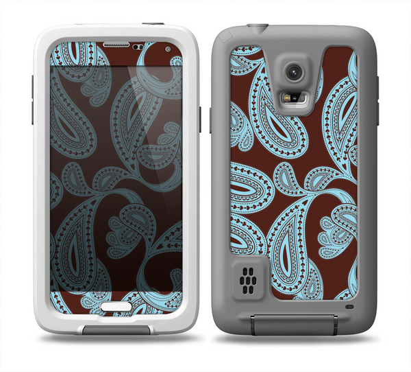 The Blue and Brown Paisley Pattern V4 Skin for the Samsung Galaxy S5 frē LifeProof Case