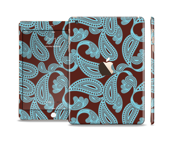 The Blue and Brown Paisley Pattern V4 Full Body Skin Set for the Apple iPad Mini 3