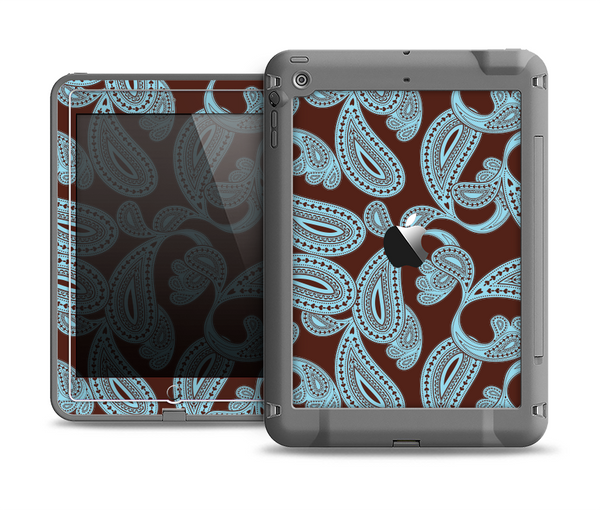 The Blue and Brown Paisley Pattern V4 Apple iPad Mini LifeProof Fre Case Skin Set