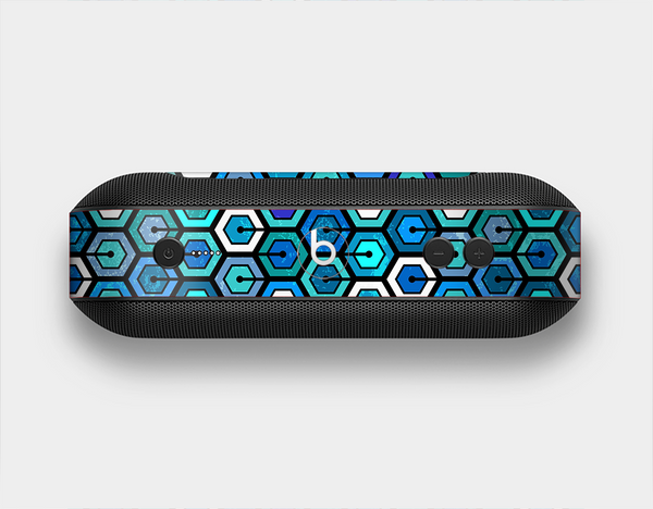 The Blue and Green Vibrant Hexagons Skin Set for the Beats Pill Plus