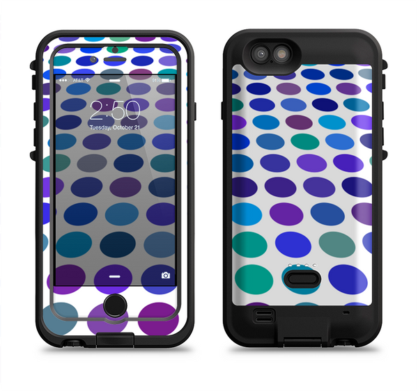 The Blue and Purple Strayed Polkadots Apple iPhone 6/6s LifeProof Fre POWER Case Skin Set