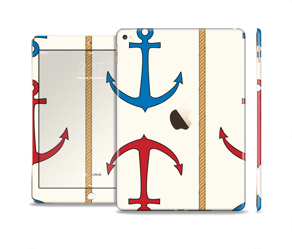 The Blue and Red Simple Anchor Pattern Skin Set for the Apple iPad Pro