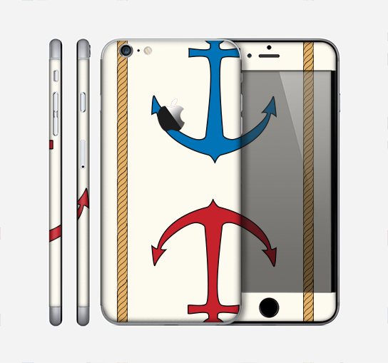 The Blue and Red Simple Anchor Pattern Skin for the Apple iPhone 6 Plus