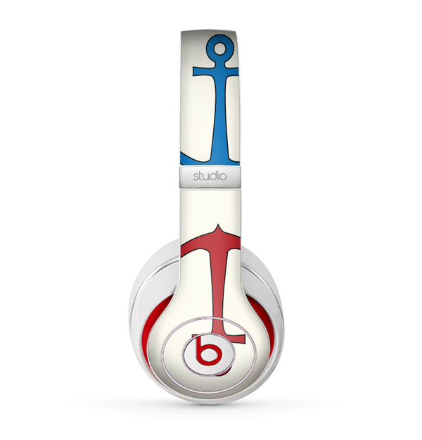 The Blue and Red Simple Anchor Pattern Skin for the Beats by Dre Studio (2013+ Version) Headphones
