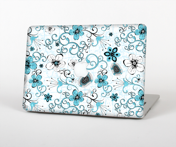 The Blue and White Floral Laced Pattern Skin for the Apple MacBook Pro Retina 15"