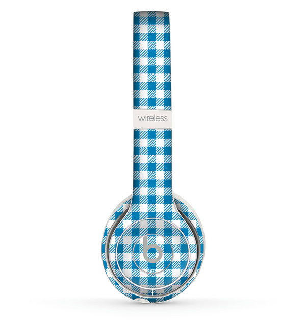 The Blue and White Woven Plaid Pattern Skin Set for the Beats by Dre Solo 2 Wireless Headphones