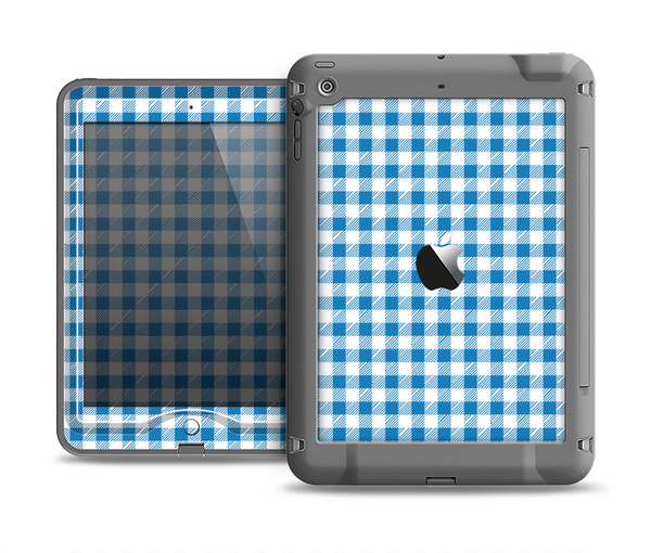 The Blue and White Woven Plaid Pattern Apple iPad Air LifeProof Nuud Case Skin Set