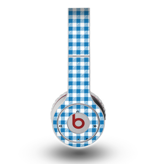 The Blue and White Woven Plaid Pattern Skin for the Original Beats by Dre Wireless Headphones