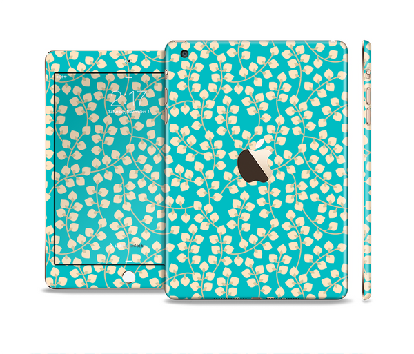 The Blue and Yellow Floral Pattern V43 Full Body Skin Set for the Apple iPad Mini 3
