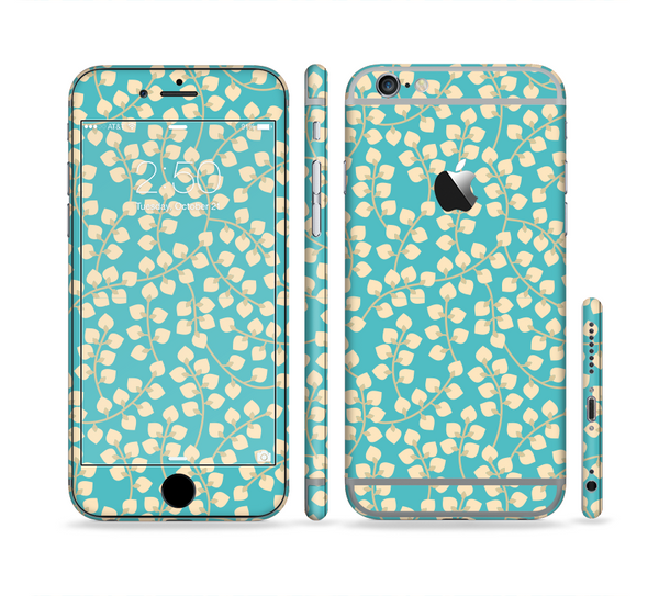 The Blue and Yellow Floral Pattern V43 Sectioned Skin Series for the Apple iPhone 6s Plus