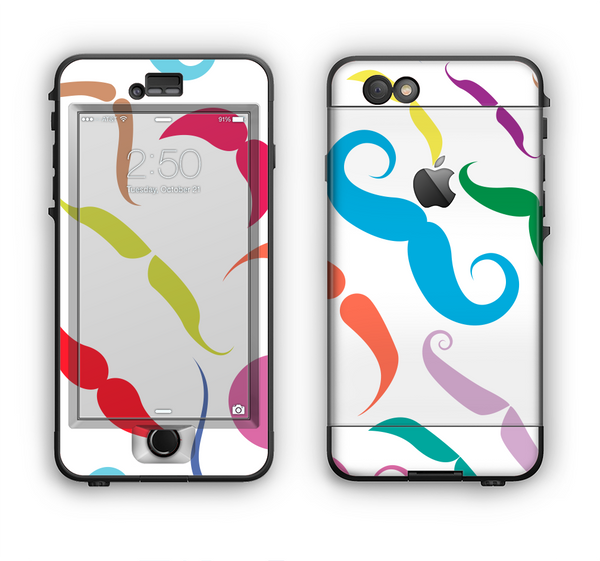 The Bold Colorful Mustache Pattern Apple iPhone 6 Plus LifeProof Nuud Case Skin Set